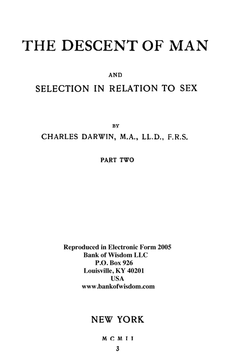 (image for) Descent of Man and Selection In Relation To Sex, Vol. 2 - Click Image to Close